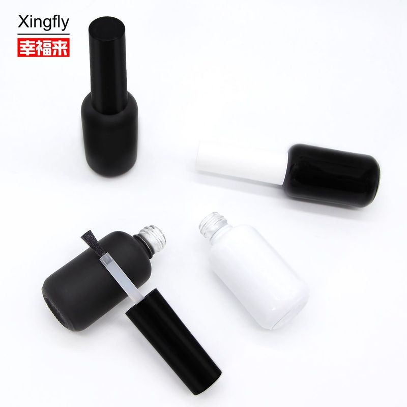 9 ml Vidro Redondo Vazio UV Gel Botão de Esmalte de Unhas Preto Mate Com Brinco