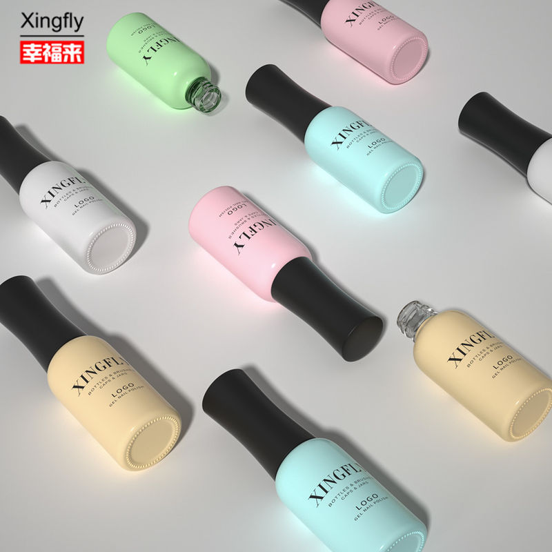 9 ml Gela de unhas vazia, frasco redondo de esmalte, logotipo personalizado, frasco de vidro reforçado com gel de unhas